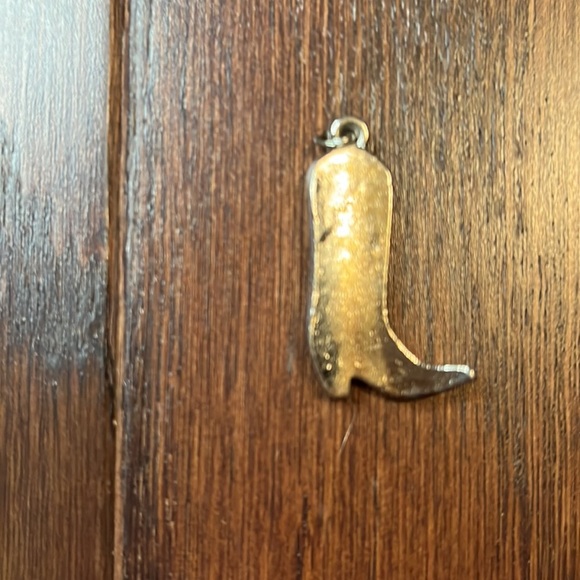 Vintage Silver cowgirl boot charm pendant with turquoise coral inlay - Picture 2 of 3